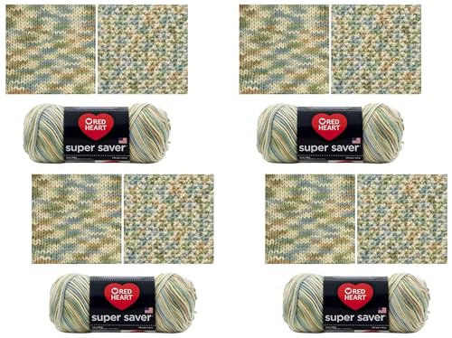 Red Heart Super Saver Yarn - Aspen, 4 Pack