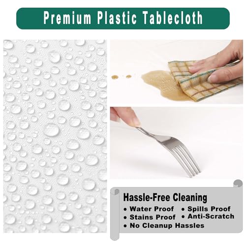 White Plastic Tablecloths 2 Pack - 54 x 108 Inch Disposable Covers for Events