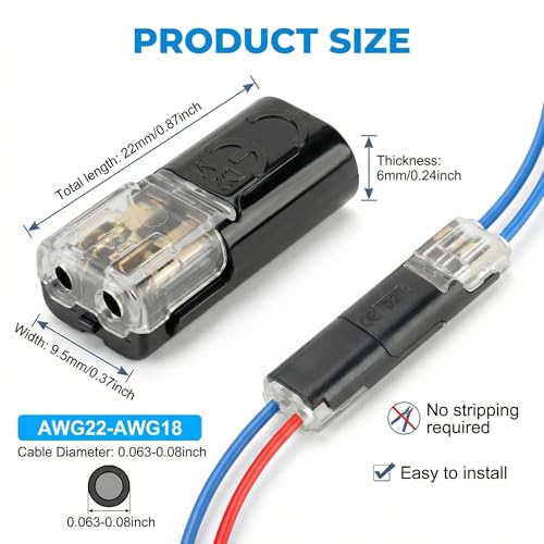 2 Pin Low Voltage LED Strip Connectors - 20Pcs with Locking Buckle