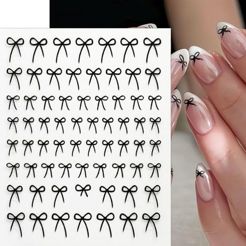 Quezadyl 8 Sheets 3D Self-Adhesive Bow Nail Art Stickers Cute Bowknot Decals