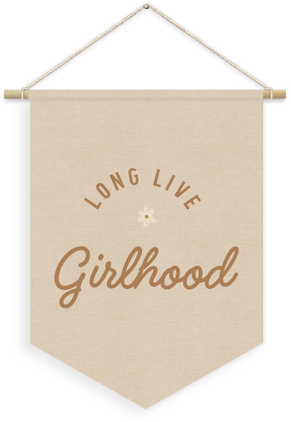 XYDEG Girl Nursery Decor, Long Live Girlhood Linen Canvas Banner, Pink Preppy Girly Wall Hanging Pennant Flag Banner for Girls Nursery Kids Toddler Room Bedroom Dorm Decor, 15x11in