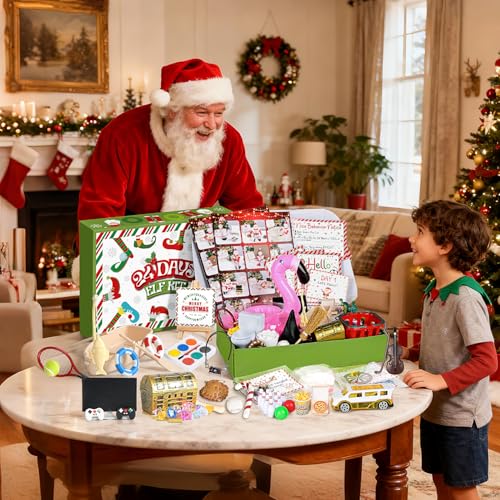 Christmas Elf Activities Kit with 24 Props & Instructions - Holiday Countdown Fun