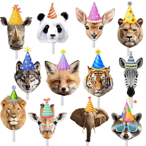 24 Pcs Safari Animals Cupcake Toppers - Jungle Birthday Decorations