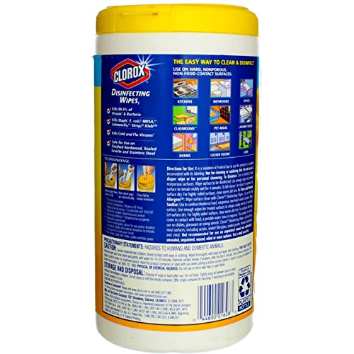 Clorox Disinfecting Wipes, Crisp Lemon Scent, 75 Count (Pack of 3)