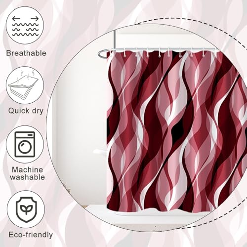 Red and Black Striped Shower Curtain - Waterproof Polyester 72x72 Inch