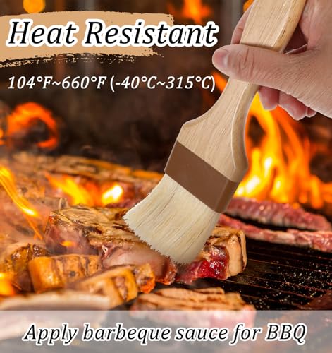 Natural Bristle Basting Brushes - 2 Pack for Cooking & Baking