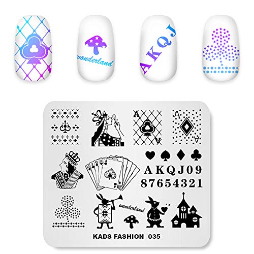 Rolabling Playing Card Nail Art Stamping Plate Stainless Steel Stencil