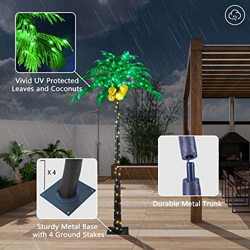 8FT Artificial Lighted Palm Tree with 256 LEDs Green & Warm White - Outdoor Decor