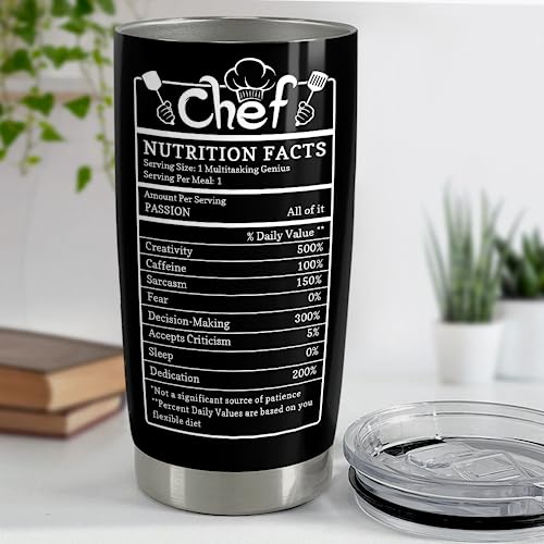 Chef Insulated Stainless Steel Tumbler 20oz Travel Mug - Gift for Men Women