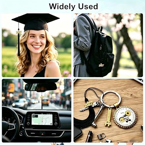 Black 2027 Graduation Cap Tassel with Gold Year Charm - 15.6 Inch