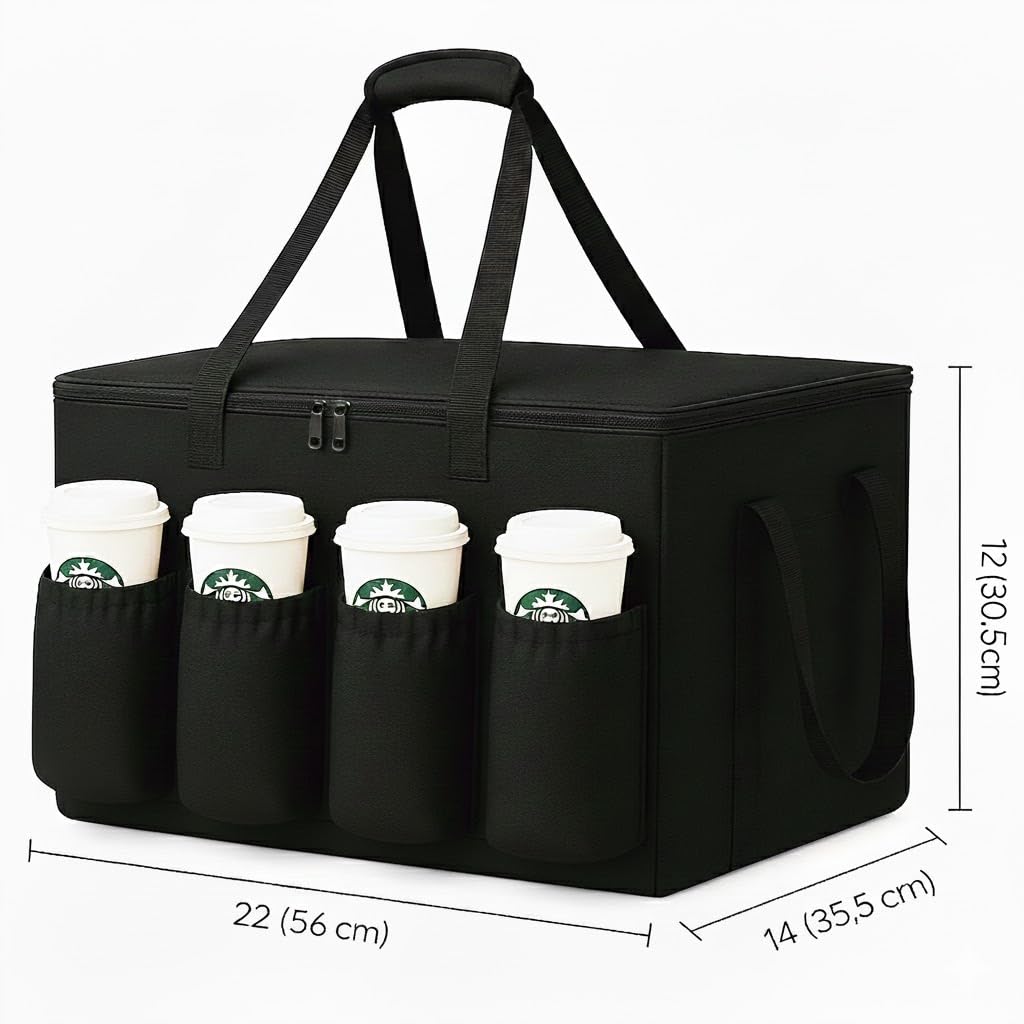 musbus Catering Bag for doordash uber eats 22x14x13 Insulated Food Delivery Bag with Cup Holders/Drink Carriers Premium XXL, Beverages, Grocery, Pizza