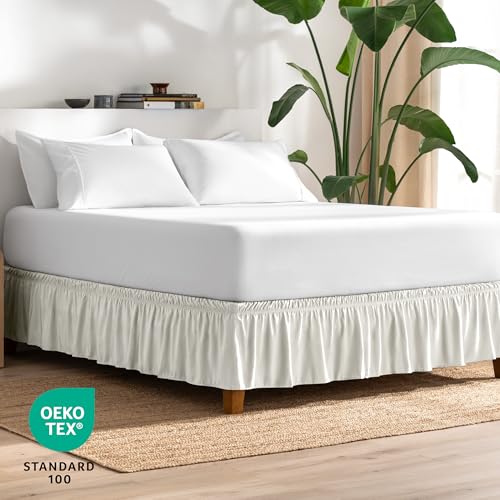 Bare Home Cream Wrap Around Bed Skirt - 15 Inch Drop, Adjustable Fit