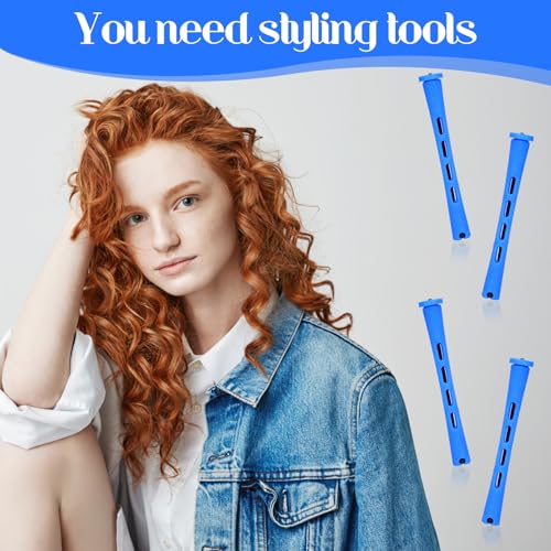 MBAIYO 20 Pcs Plastic Perm Rods 0.35 Inch Blue Hair Curling Rollers