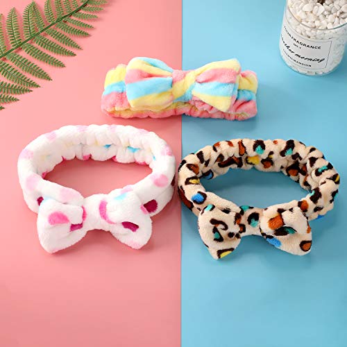 Hicarer 3 Pcs Soft Microfiber Bowtie Spa Headband for Face Wash