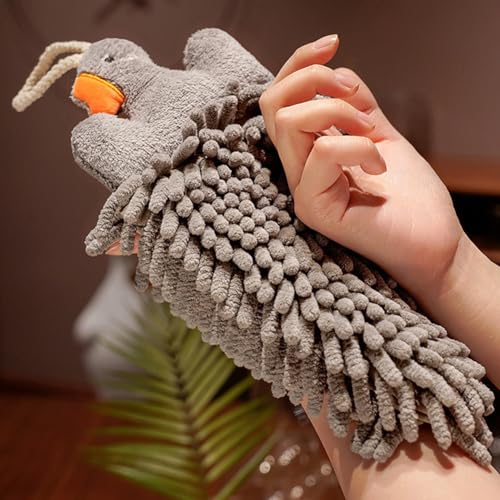 Goose Chenille Hanging Hand Towels - 2 Pack for Kitchen & Bathroom