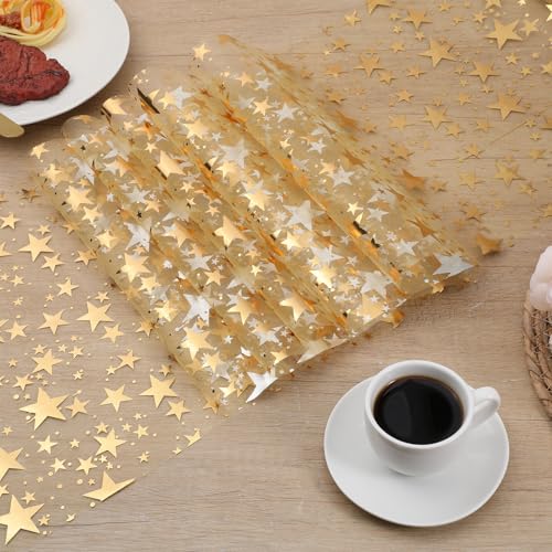 Gold Star Table Runner 16 Ft - Elegant Party & Wedding Table Decor