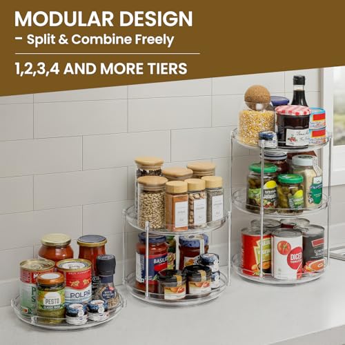 2-Tier Non-Skid Acrylic Lazy Susan - Rotating Spice Rack Organizer, 9.25"