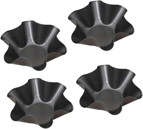 Kafear Taco Salad Bowl Maker Molds - Nonstick Carbon Steel Tortilla Shell Pans | 4 Pack in Black
