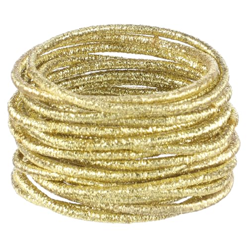 50 Pcs Gold Hair Ties - Thin Elastic Shimmer Ponytail Holder Bands