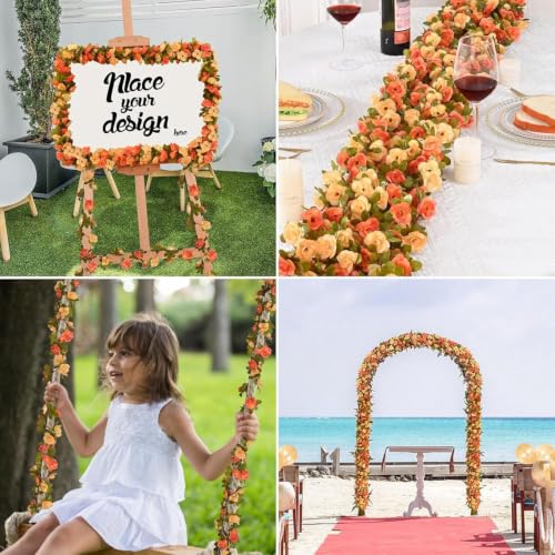 Champagne & Orange Flower Garland Vines - 2 Pcs, 16.5Ft
