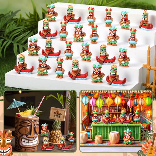 30Pcs Mini Tiki Figurines Set - Hawaiian Tiki Statues for Parties