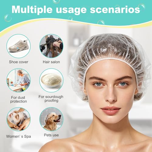 150Pcs Disposable Shower Caps Waterproof Large Plastic Hair Covers