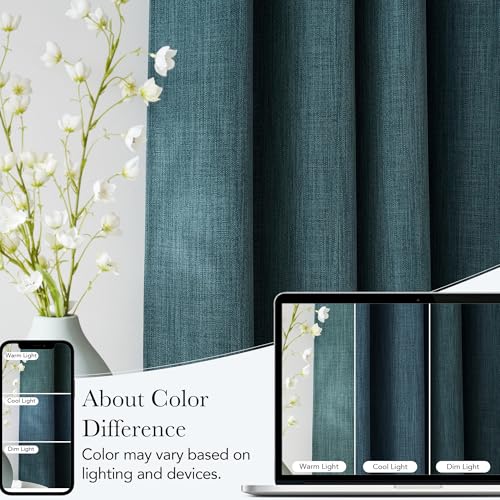 NICETOWN Greyish Blue Room Darkening Curtains - 84" Grommet Panels