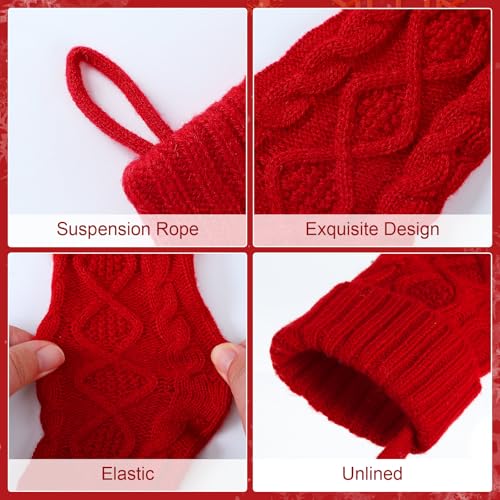 Personalized Christmas Stockings Set - 9 Pcs 14 Inch Knit Holiday Decor with Name Patches