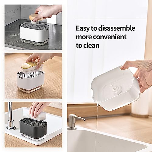 RUFCRIL 10oz Dish Soap Dispenser and Sponge Holder – Black Sink Organizer