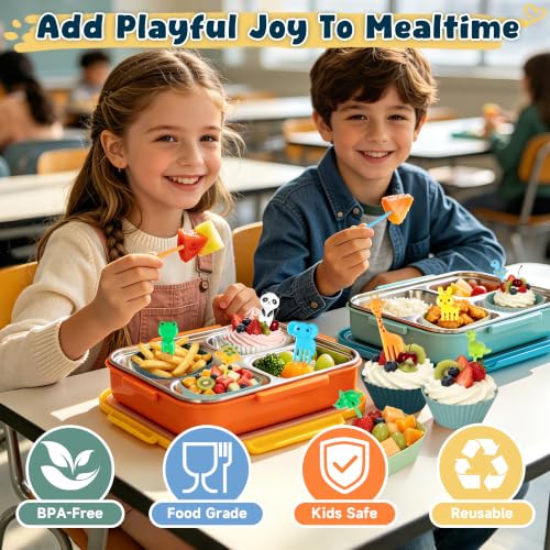 LAIYPHO 66PCS Silicone Lunch Box Dividers & Animal Food Picks - Morandi