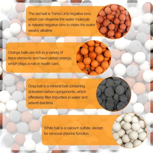 3 Packs Shower Head Filter Beads Replacement - White, Red, Orange, Gray