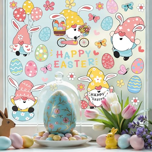 LeeLoon 124 PCS Easter Window Clings Double-Sided Spring Glass Stickers