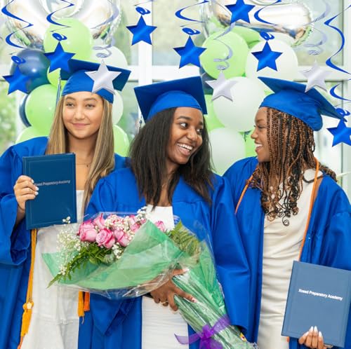 2026 Graduation Hanging Swirls - 32 Pack Blue & Silver Decor