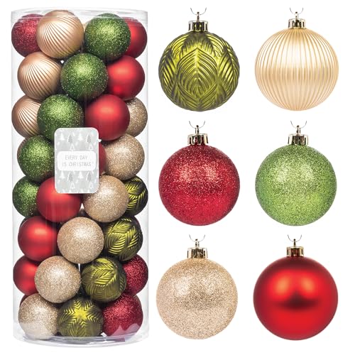 Every Day is Christmas Ornaments Set - Woodland Theme, 50 Shatterproof 2.24" Decorations
