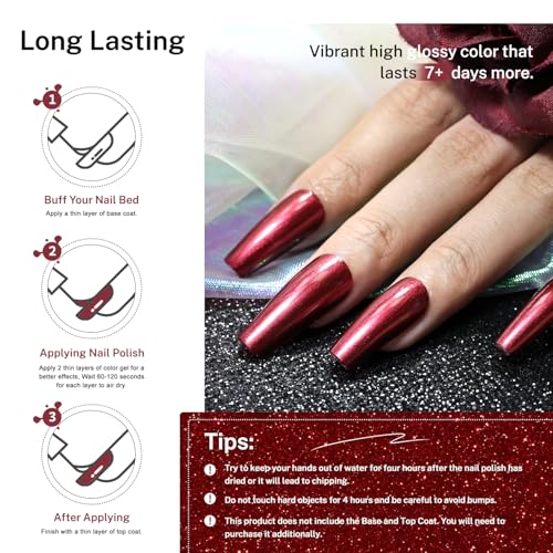 OpenLive Red Glitter Nail Polish 16.5ml Quick Dry Long Lasting Shine