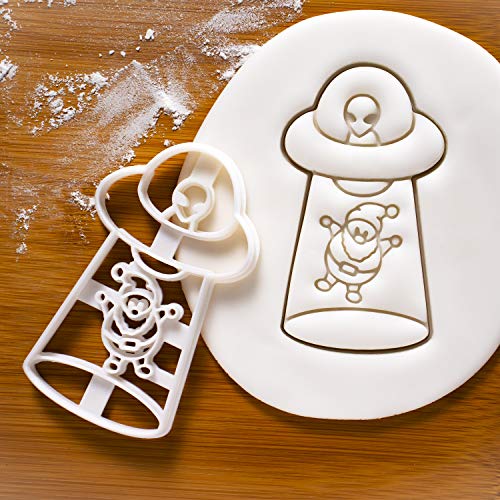 UFO Abducts Santa Claus Cookie Cutter for Baking & Crafting - Bakerlogy