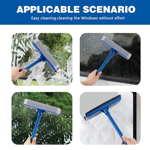 15.9" 2-in-1 Window Squeegee with Long Handle - Car & Home Cleaner