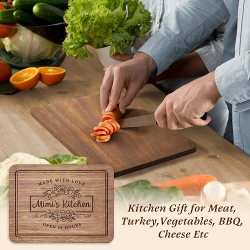 Wood Walnut Cutting Board for Kitchen - Personalized Mimi Gift - 11x8.5 Inch - Gift for Mimi