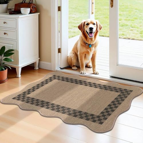 U'Artlines 2'x3' Checkered Indoor Door Mat, Washable Non-Slip Entryway Rug