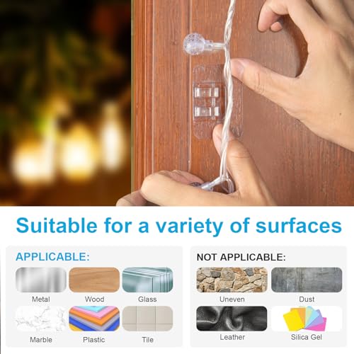Outdoor String Light Hooks Heavy Duty Clear Cable Clips - X Large 100P