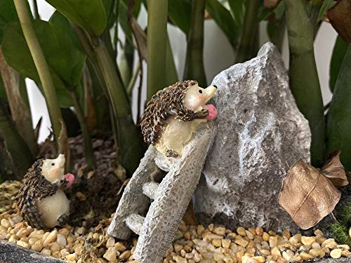 MUAMAX Hedgehog Figurines Set for Miniature Gardens - 3" & 0.5"