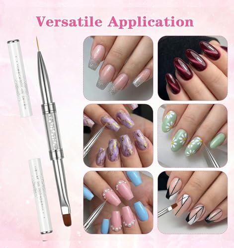 Thrymme Dual-Head Builder Gel Nail Brushes Set 2 Pcs with Rhinestone Handle