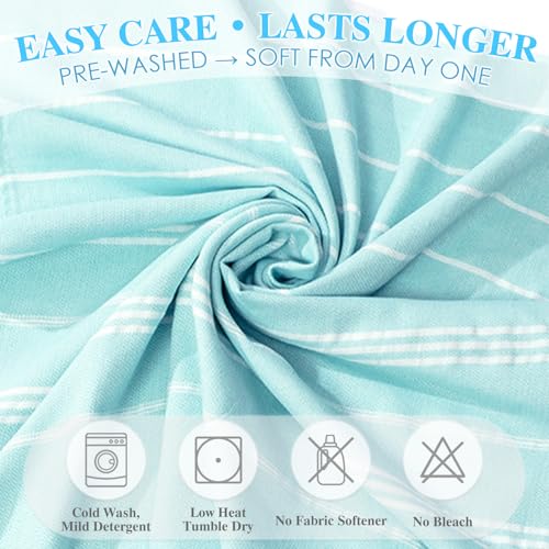 Fammart Oversized Turkish Beach Towel, Light Green Microfiber Sand-Free 36x72