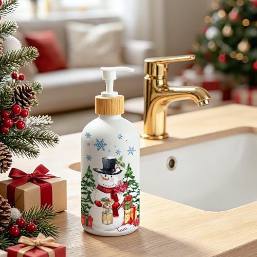 Hexagram Christmas Snowman Soap Dispenser - Holiday Bathroom & Kitchen Decor