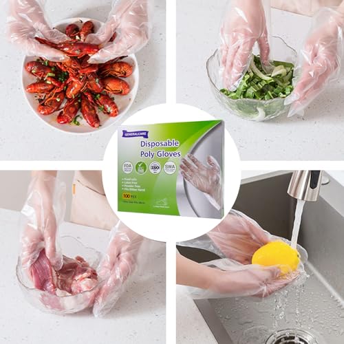 Disposable Food Grade Plastic Gloves - 200 pcs, Textured Grip, One Size
