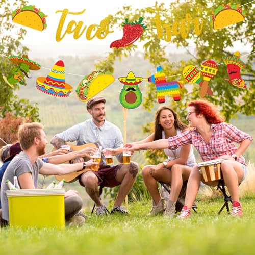 Taco Bar Banner Set - 2Pcs Mexican Fiesta Party Decorations Garland