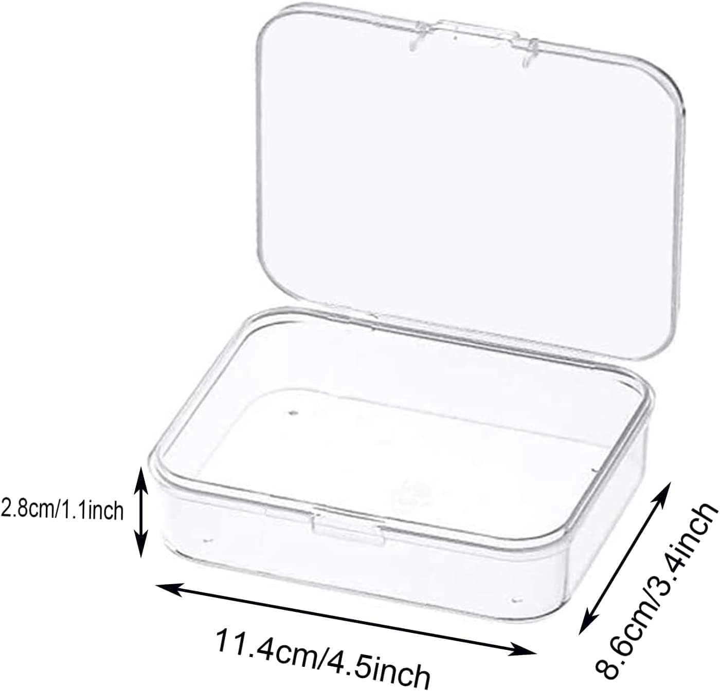 MFDSJ Mini Plastic Storage Containers - 6 Pcs Clear Rectangle Box for Small Items | 4.5x3.4 Inches