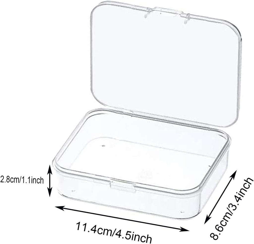 MFDSJ Mini Plastic Storage Containers - 12 Pcs Clear Rectangle Boxes with Lids | 4.5x3.4 Inches for Small Items