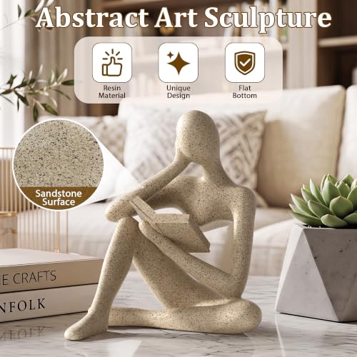 Large Thinker Statue Resin Sculpture for Home Decor - Modern Accent
