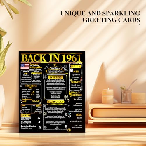 65th Birthday Pop Up Card - 1961 Retro Gold Greeting Card for Men and Women